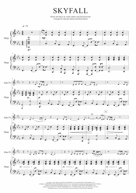 Skyfall Adele For Alto Flute And Harp Or Piano Duet Page 2