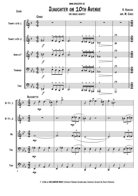 Slaughter On Tenth Avenue For Brass Quintet Page 2