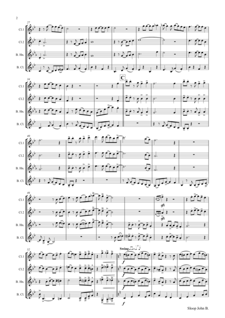 Sloop John B Caribian Folk Song Clarinet Quartet Page 2