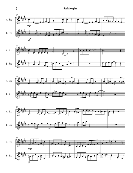 Sockhoppin For Alto And Bari Sax Duo Or Soprano And Tenor Sax Duo Page 2