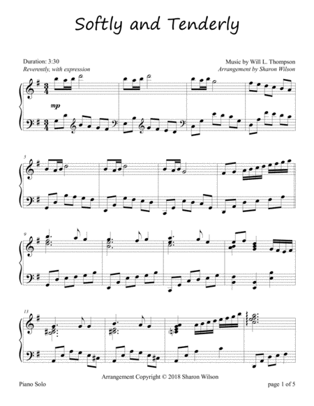 Softly And Tenderly Piano Solo Page 2