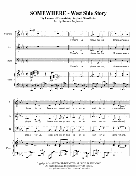 Somewhere From West Side Story Arr For Sab Choir And Piano Page 2