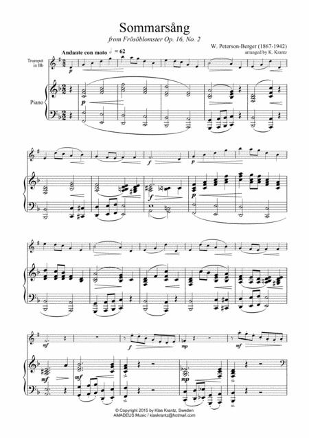 Sommarsng Summer Song For Clarinet In Bb And Piano Page 2