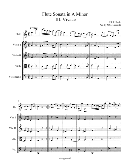 Sonata In A Minor For Flute And String Quartet Iii Vivace Page 2