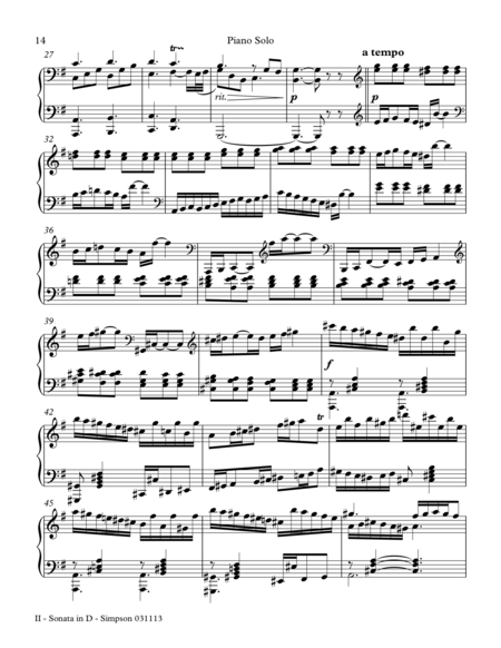 Sonata In D For Piano Solo 2nd Mvt Page 2