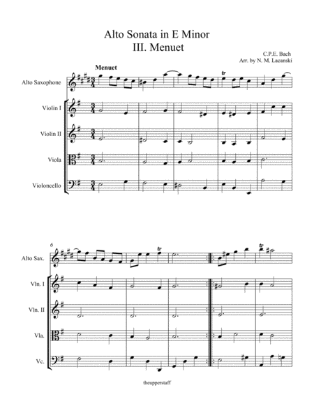 Sonata In E Minor For Alto And String Quartet Iii Menuet Page 2