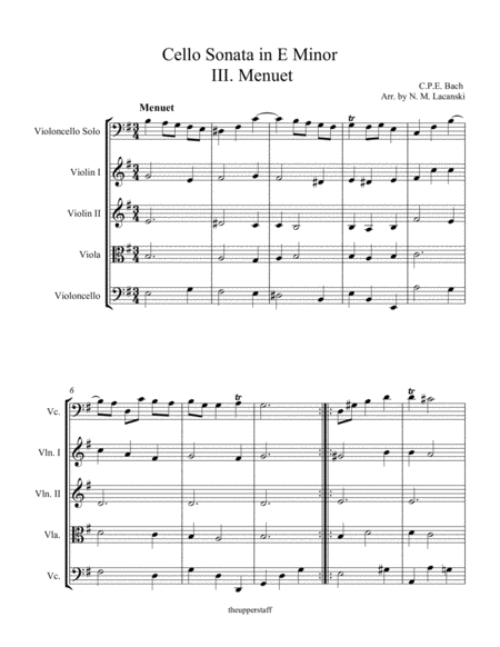 Sonata In E Minor For Cello And String Quartet Iii Menuet Page 2