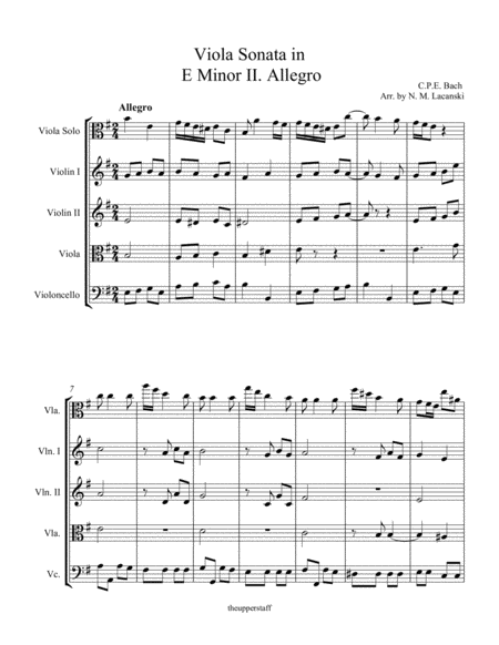 Sonata In E Minor For Viola And String Quartet Ii Allegro Page 2