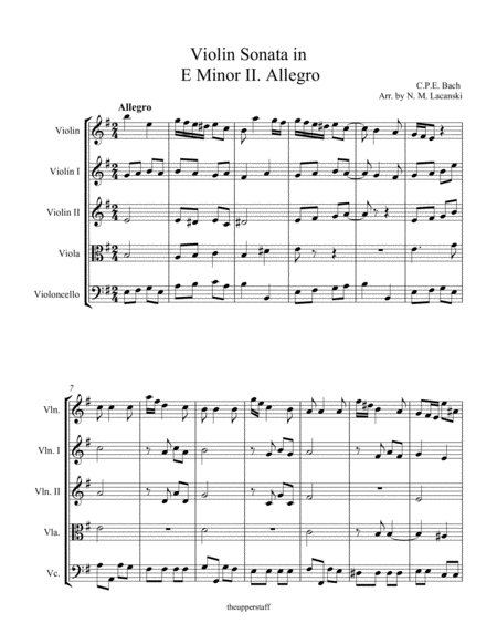 Sonata In E Minor For Violin And String Quartet Ii Allegro Page 2