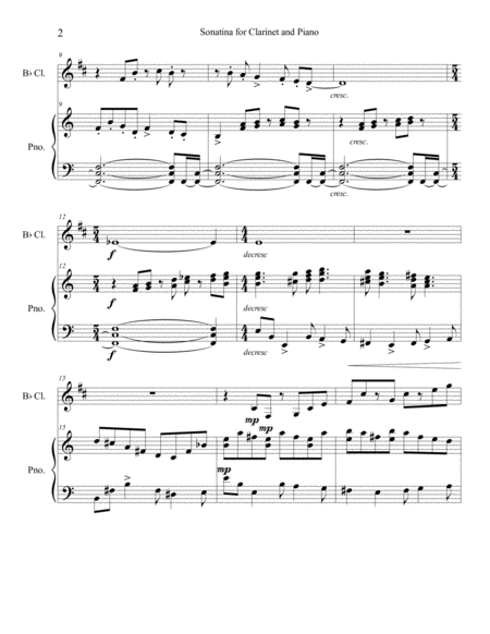 Sonatina For Clarinet And Piano Movement Iii Summer Shower Piano Acc Page 2
