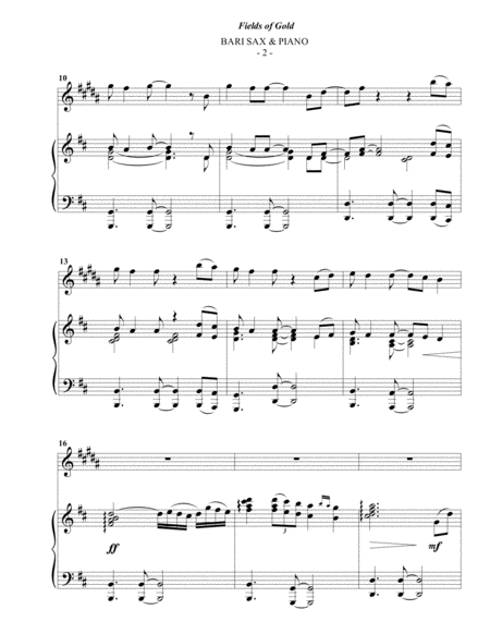 Sting Fields Of Gold For Baritone Sax Piano Page 2