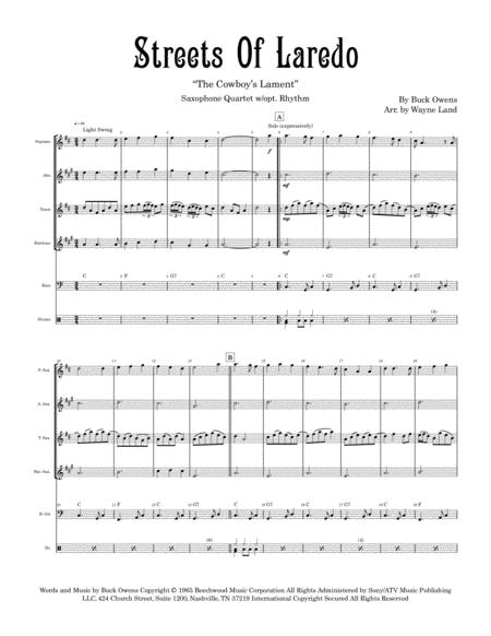 Streets Of Laredo Saxophone Quartet W Opt Rhythm Page 2