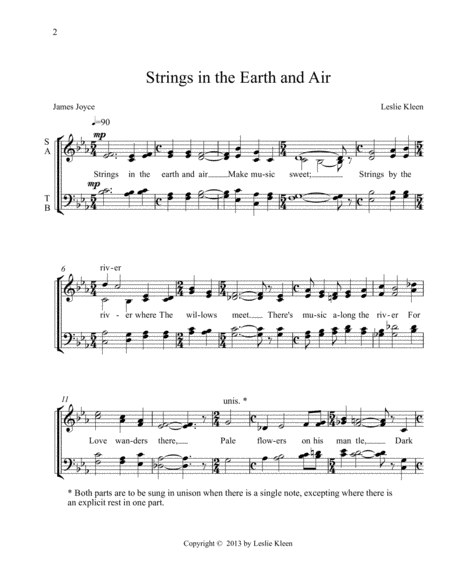 Strings In The Earth And Air For Satb A Cappella Page 2