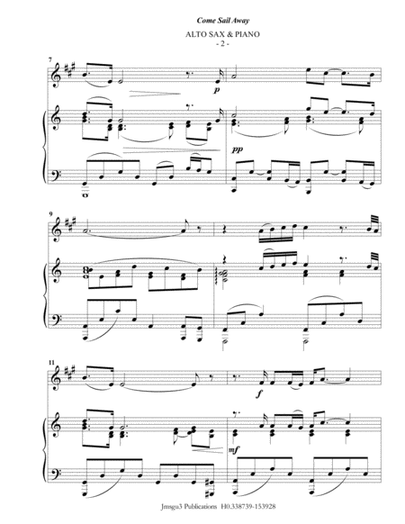 Styx Come Sail Away For Alto Sax Piano Page 2