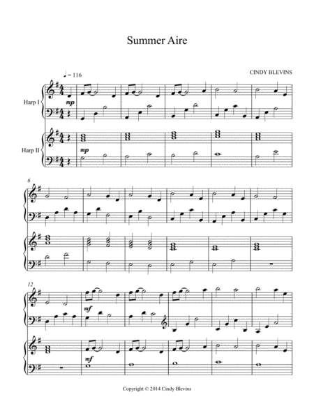 Summer Aire Arranged For Harp Duet Page 2