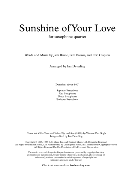 Sunshine Of Your Love For Saxophone Quartet Page 2