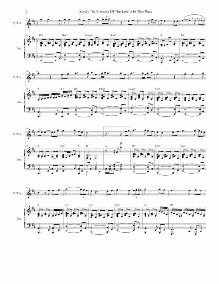 Surely The Presence Of The Lord Is In This Place For Flute Or Violin Solo And Piano Page 2