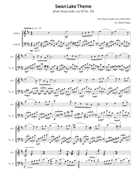 Swan Lake Theme For Violin And Cello Page 2
