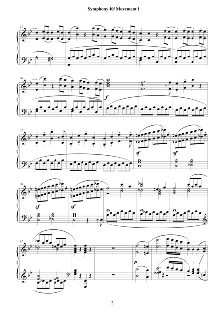 Symphony No 40 In G Minor Kv 550 For Piano Full Page 2