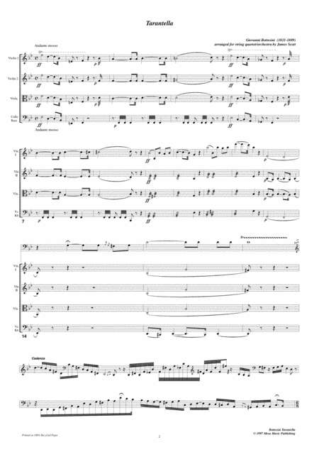 Tarantella By Giovanni Bottesini 1821 1889 Arranged For Solo Double Bass In Orchestra Tuning And String Quartet Quintet Or String Orchestra Page 2