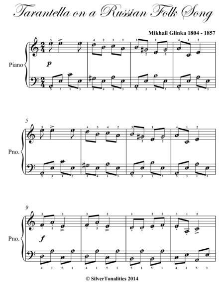 Tarantella On A Russian Folk Song Easy Piano Sheet Music Page 2