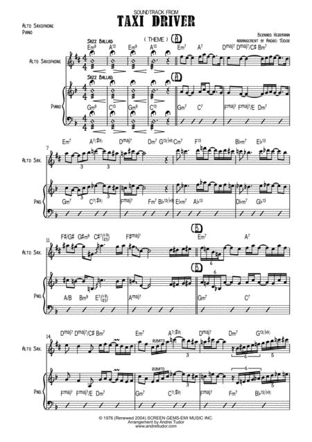 Taxi Driver Theme Alto Saxophone And Piano Page 2