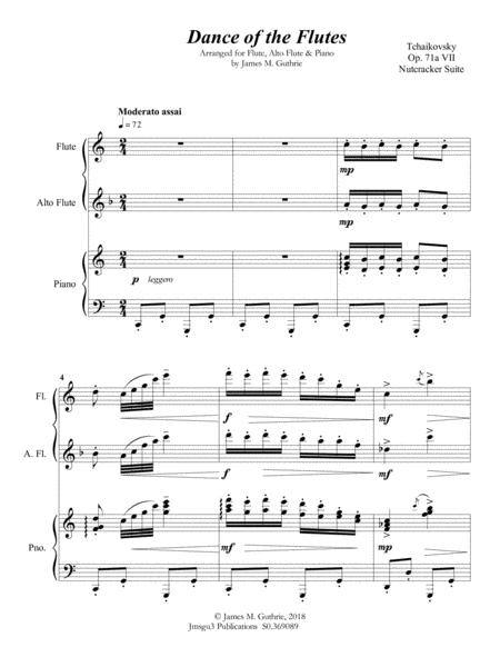 Tchaikovsky Dance Of The Flutes From Nutcracker Suite For Flute Alto Flute Piano Page 2