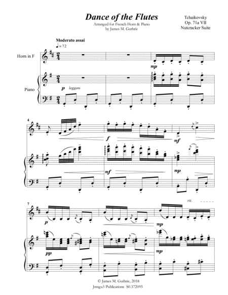 Tchaikovsky Dance Of The Flutes From Nutcracker Suite For French Horn Piano Page 2