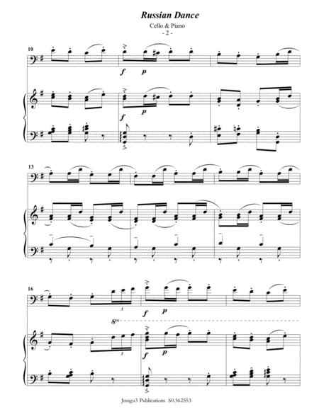 Tchaikovsky Russian Dance From Nutcracker Suite For Cello Piano Page 2