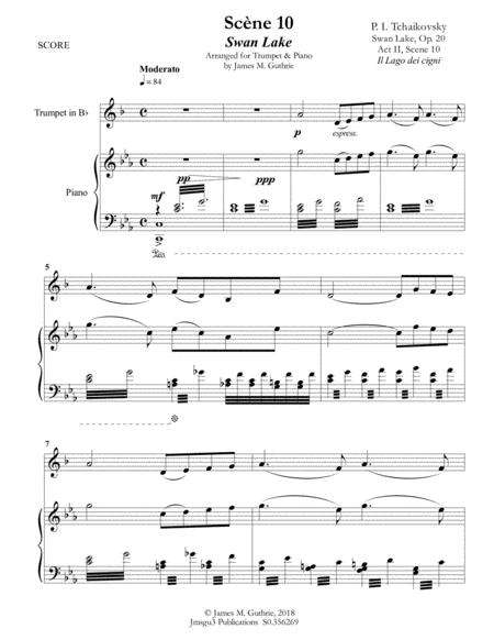 Tchaikovsky Scene 10 From Swan Lake For Trumpet Piano Page 2