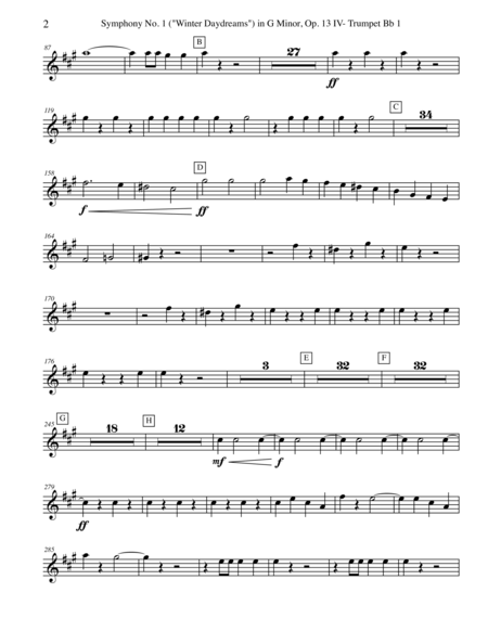 Tchaikovsky Symphony No 1 Movement Iv Trumpet In Bb 1 Transposed Part Op 13 Page 2