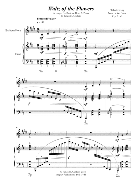 Tchaikovsky Waltz Of The Flowers From Nutcracker Suite For Baritone Horn Piano Page 2