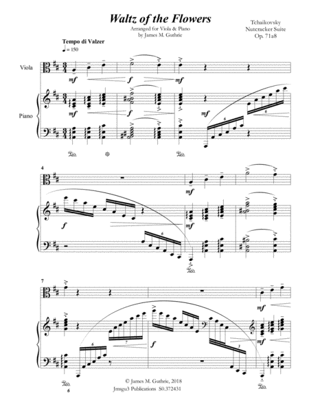 Tchaikovsky Waltz Of The Flowers From Nutcracker Suite For Viola Piano Page 2