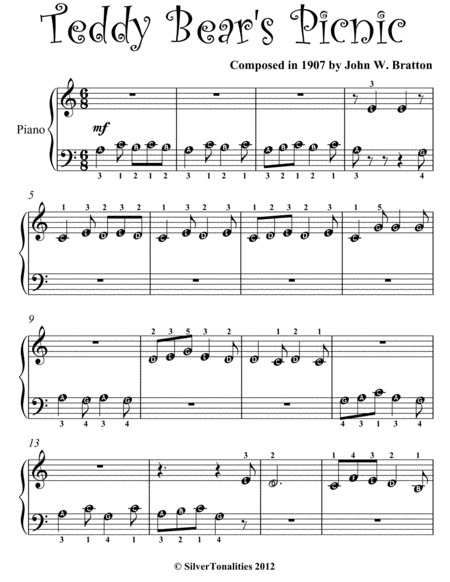 Teddy Bears Picnic Beginner Piano Sheet Music Page 2