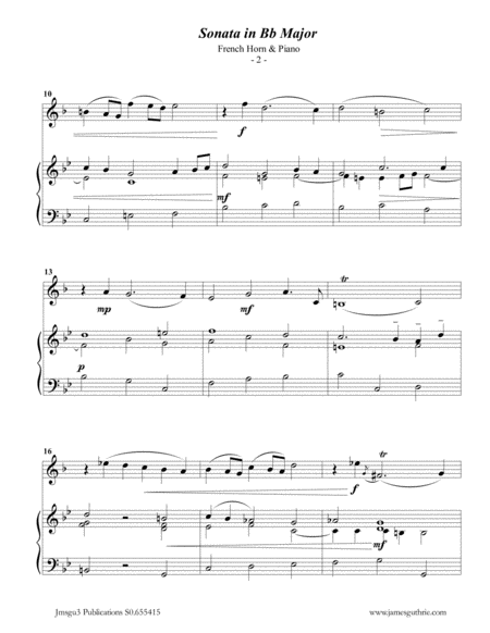 Telemann Sonata In Bb Major For French Horn Piano Page 2