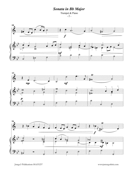 Telemann Sonata In Bb Major For Trumpet Piano Page 2