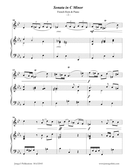 Telemann Sonata In C Minor For French Horn Piano Page 2