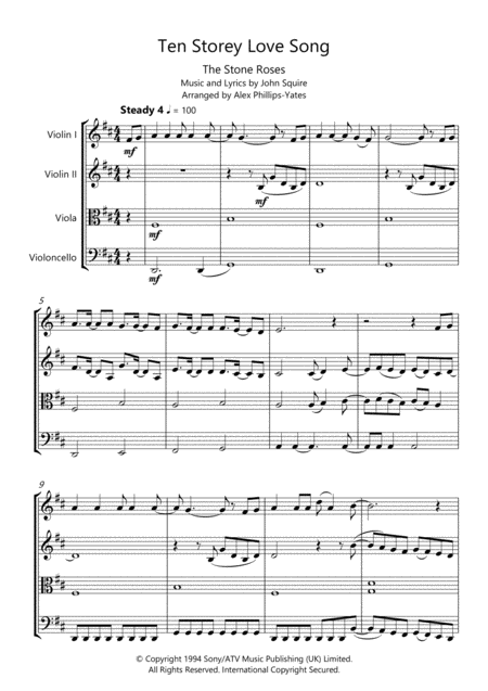 Ten Storey Love Song By The Stone Roses String Quartet Page 2