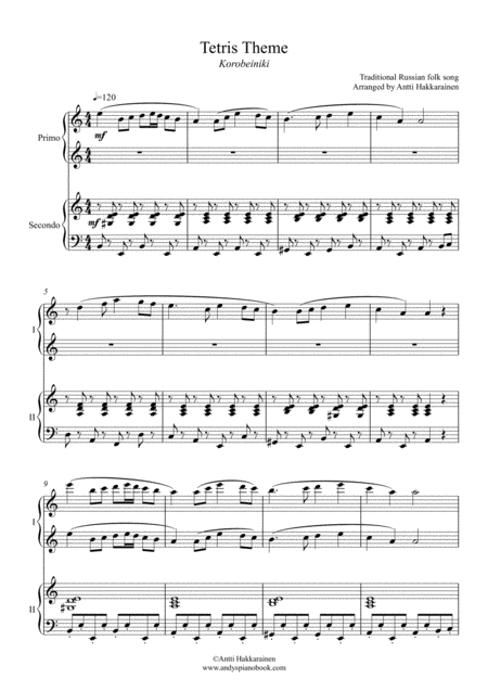 Tetris Theme Korobeiniki Piano 4 Hands Page 2