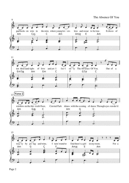 The Absence Of You Piano Vocal Treble Clef Page 2