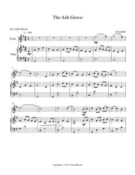 The Ash Grove Arranged For Harp And Violin Page 2