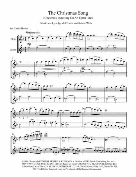 The Christmas Song Chestnuts Roasting On An Open Fire For Flute And Violin Page 2