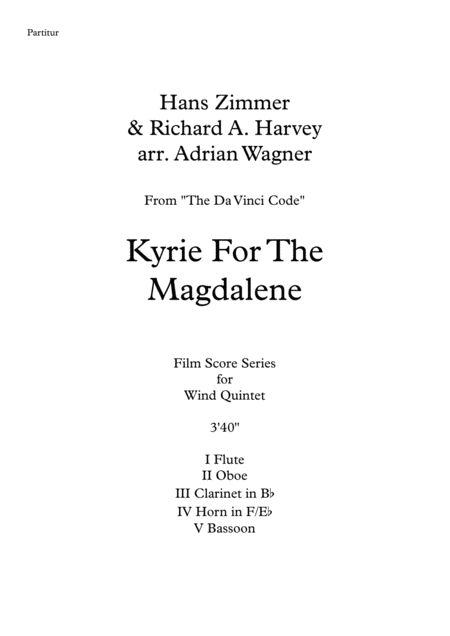 The Da Vinci Code Kyrie For The Magdalene Wind Quintet Arr Adrian Wagner Page 2