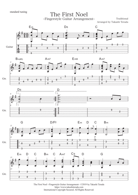 The First Noel Fingerstyle Guitar Arrangement Page 2