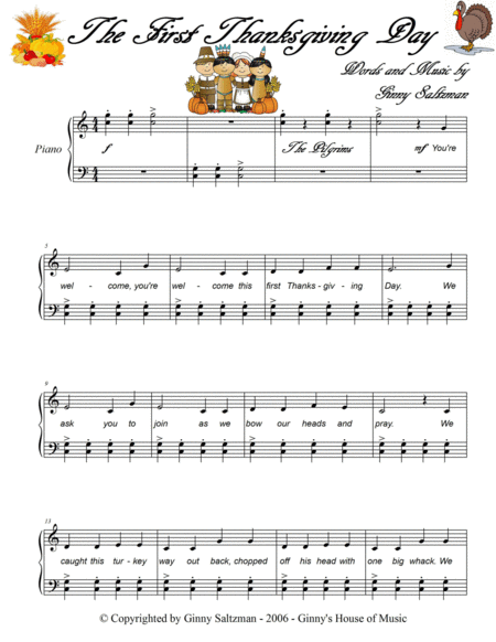 The First Thanksgiving Day A Fun Childrens Song For Thanksgiving Page 2