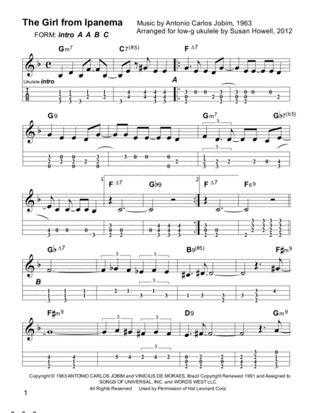 The Girl From Ipanema In F Major Instrumental Ukulele Solo Page 2