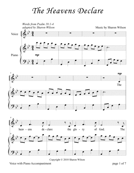 The Heavens Declare Psalm 19 For Solo With Piano Accompaniment Page 2