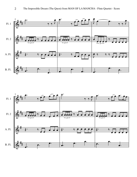 The Impossible Dream The Quest From Man Of La Mancha For Flute Quartet Page 2