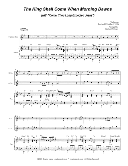 The King Shall Come With Come Thou Long Expected Jesus Duet For Soprano Alto Saxophone Page 2