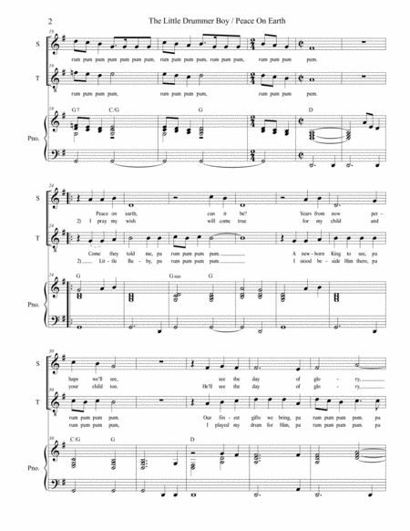 The Little Drummer Boy Peace On Earth For 2 Part Choir Soprano Tenor Page 2